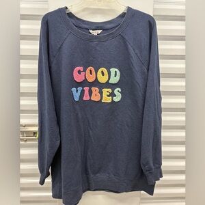 Wildfox Navy Sweatshirt with Colorful 'Good Vibes'